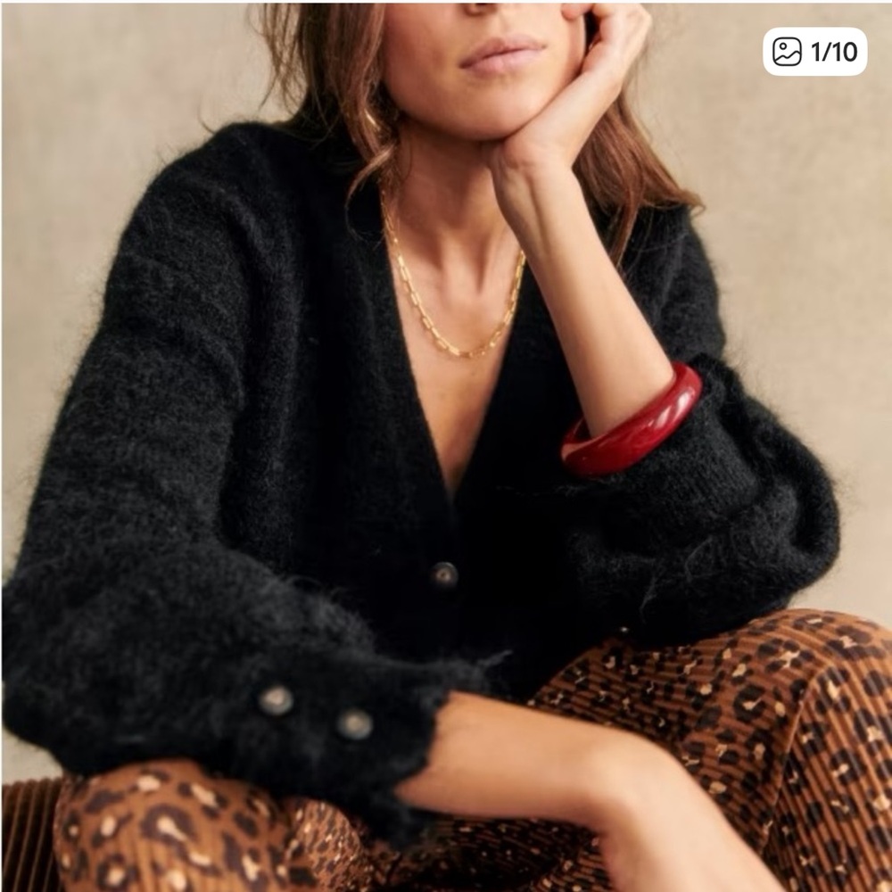 Sézane RARE Mia jumper cardigan in black medium - Picture 6 of 17
